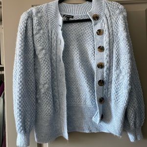 Light blue puffy sleeve cardigan | Who What Wear